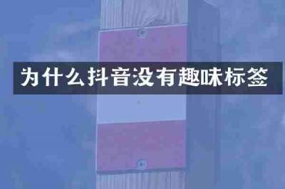 为什么抖音没有趣味标签