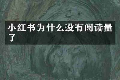 小红书为什么没有阅读量了