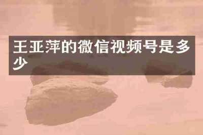 王亚萍的微信视频号是多少