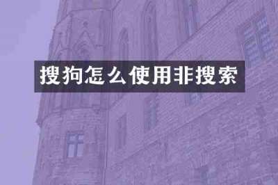 搜狗怎么使用非搜索
