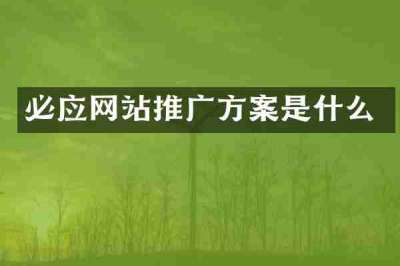 必应网站推广方案是什么