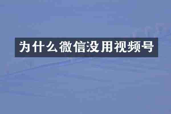 为什么微信没用视频号