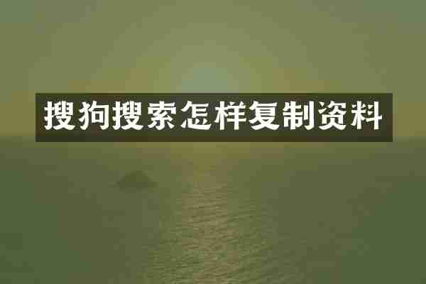 搜狗搜索怎样复制资料