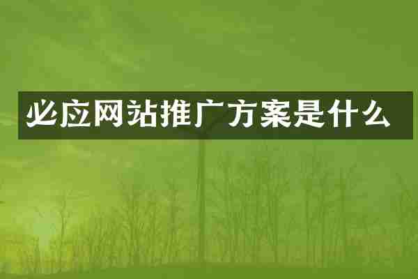 必应网站推广方案是什么