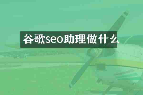 谷歌seo助理做什么