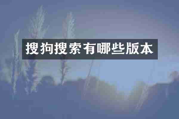 搜狗搜索有哪些版本