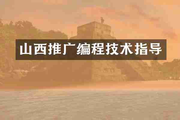 山西推广编程技术指导