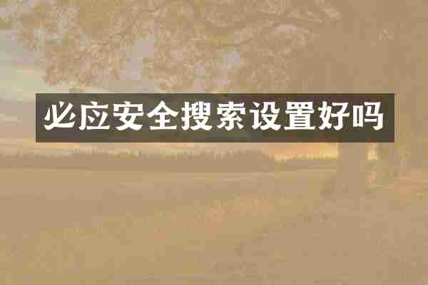 必应安全搜索设置好吗