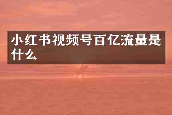 小红书视频号百亿流量是什么