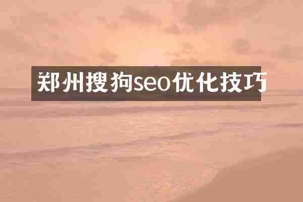 郑州搜狗seo优化技巧