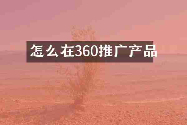 怎么在360推广产品