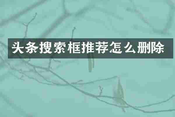 头条搜索框推荐怎么删除