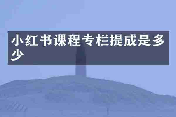 小红书课程专栏是多少