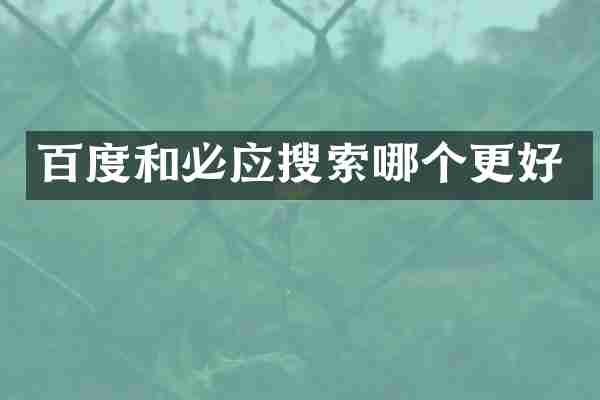 百度和必应搜索哪个更好