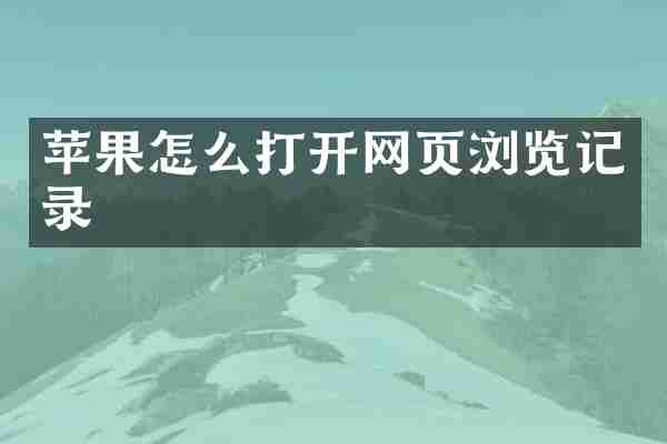 苹果怎么打开网页浏览记录