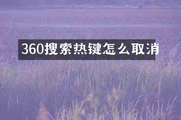 360搜索热键怎么取消