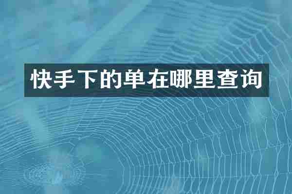 快手下的单在哪里查询