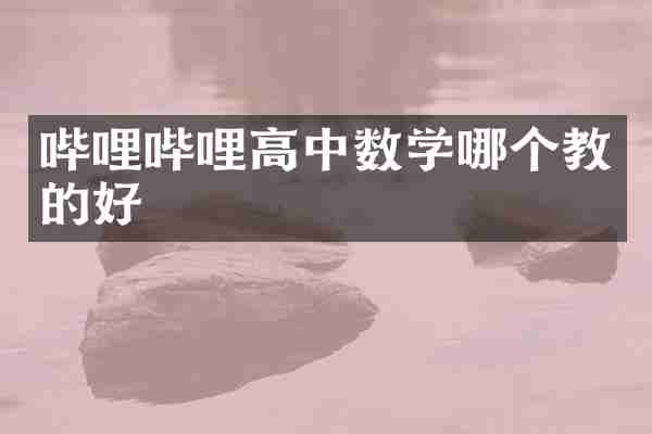 哔哩哔哩高中数学哪个教的好