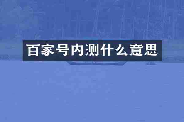 百家号内测什么意思