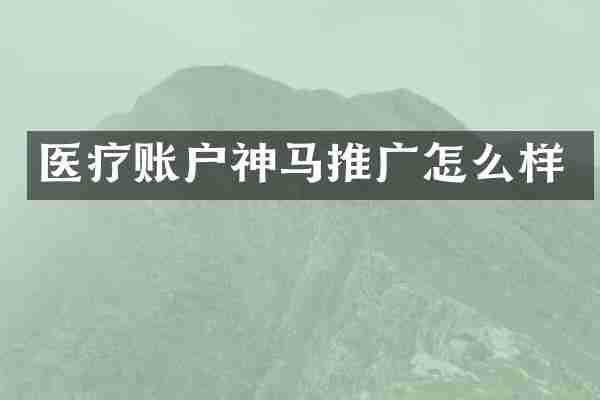 医疗账户神马推广怎么样