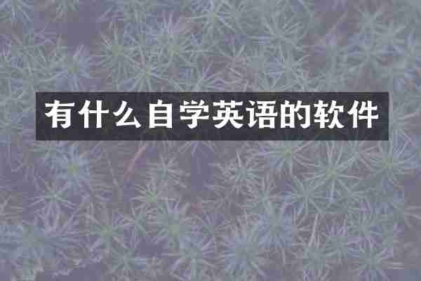 有什么自学英语的软件