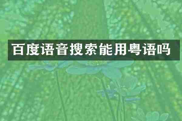 百度语音搜索能用粤语吗