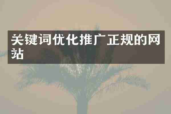 关键词优化推广正规的网站