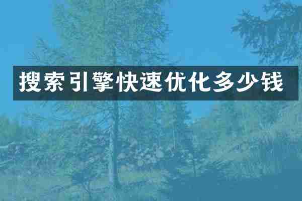 搜索引擎快速优化多少钱