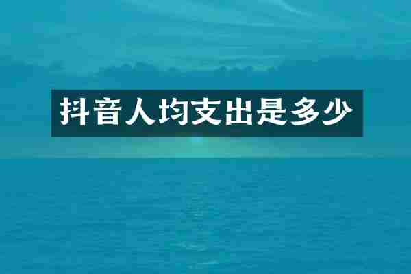 抖音人均支出是多少