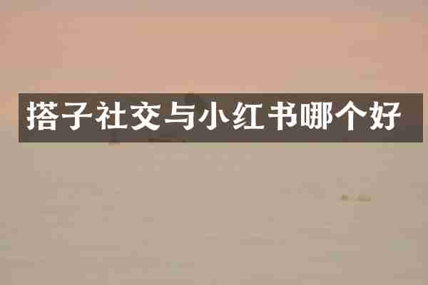 搭子社交与小红书哪个好