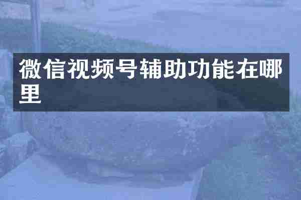 微信视频号辅助功能在哪里