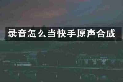录音怎么当快手原声合成