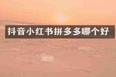 抖音小红书拼多多哪个好