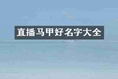 直播马甲好名字大全