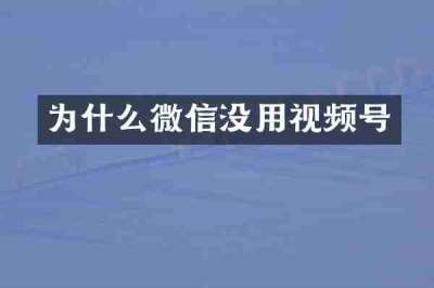 为什么微信没用视频号