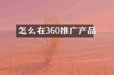 怎么在360推广产品