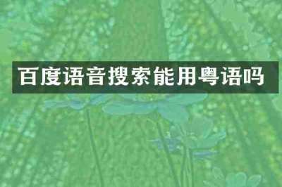 百度语音搜索能用粤语吗
