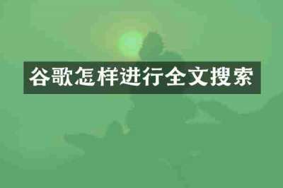 谷歌怎样进行全文搜索