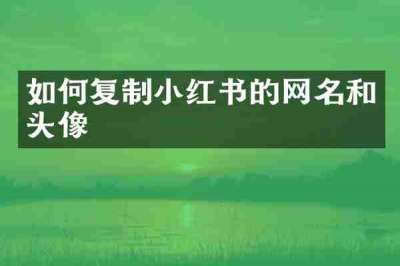 如何复制小红书的网名和头像