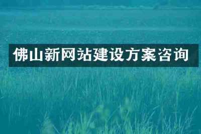 佛山新网站建设方案咨询