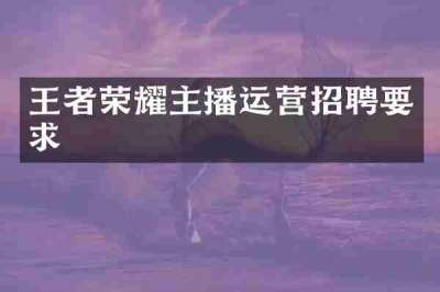 王者荣耀主播运营招聘要求