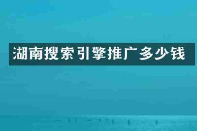 湖南搜索引擎推广多少钱