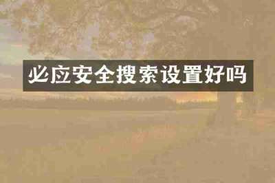 必应安全搜索设置好吗