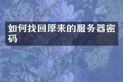 如何找回原来的服务器密码