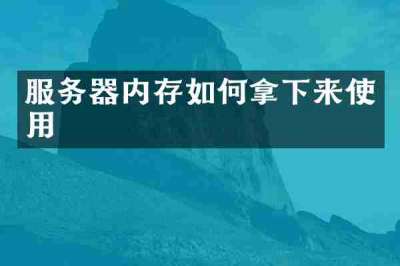 服务器内存如何拿下来使用