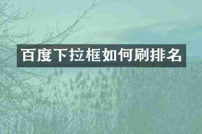 百度下拉框如何刷排名