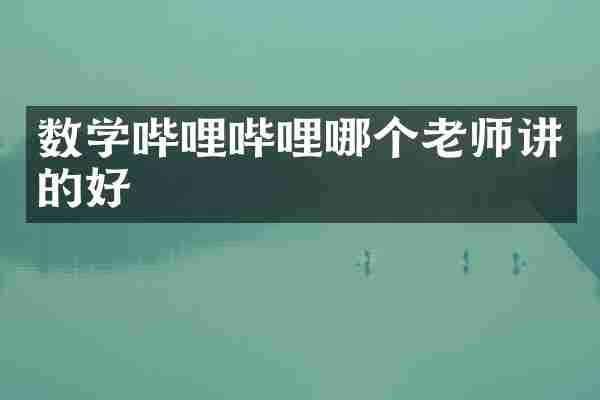 数学哔哩哔哩哪个老师讲的好