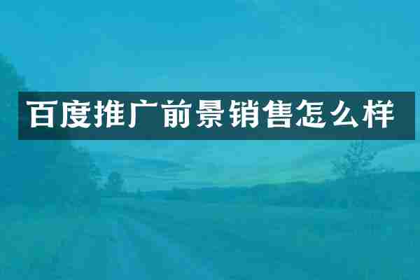 百度推广前景销售怎么样