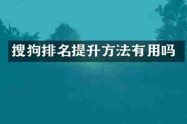 搜狗排名提升方法有用吗