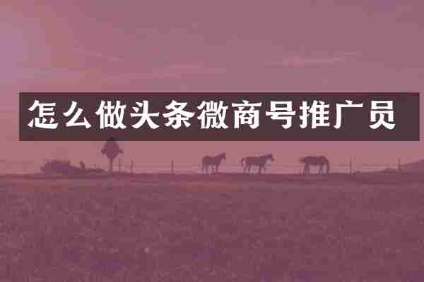 怎么做头条号推广员